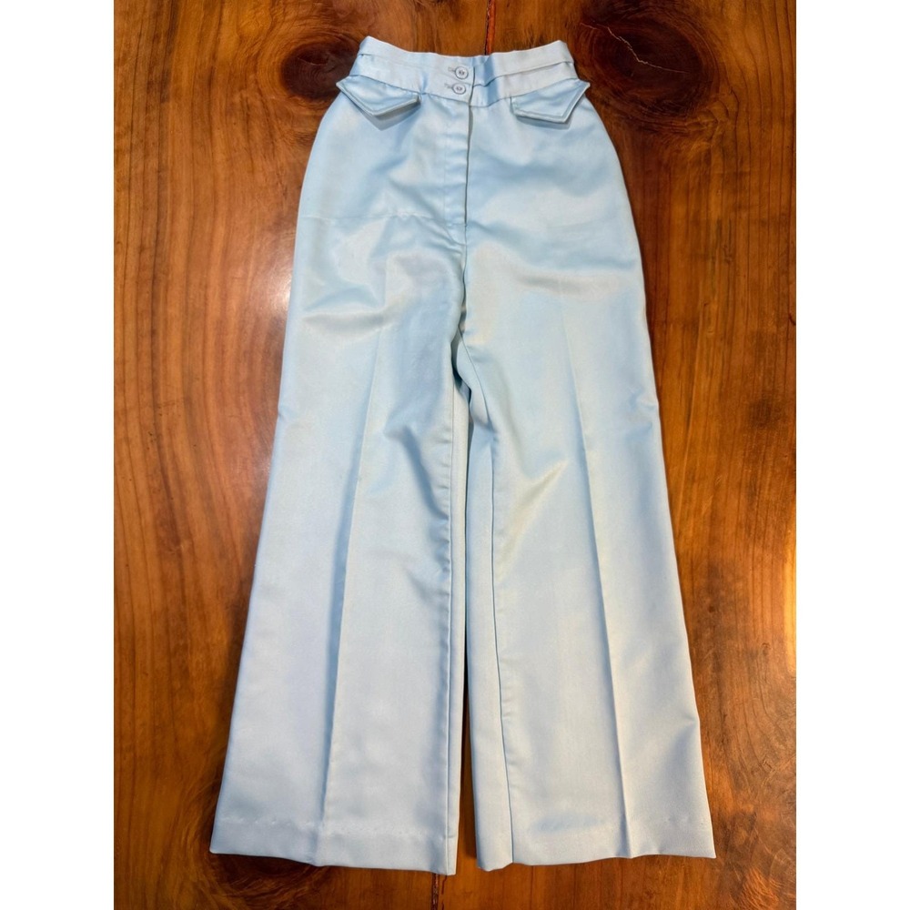 Vintage 70s Sears Mates Wide Leg Pants 5P XXSP Polyester Satin High rise Z3-27